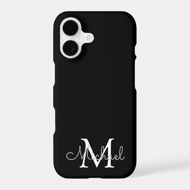 modern personalised monogram black white simple  (Back)