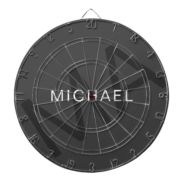 Modern Personalised Monogram Grey Dartboard (Front)