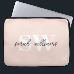 Modern Personalised Monogram Name Pink Laptop Sleeve<br><div class="desc">Modern Personalised Monogram Name Pink Laptop Sleeve</div>