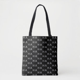 Modern personalised monogram on black and white tote bag