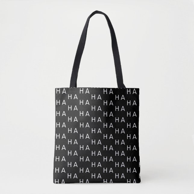 Modern personalised monogram on black and white tote bag (Front)