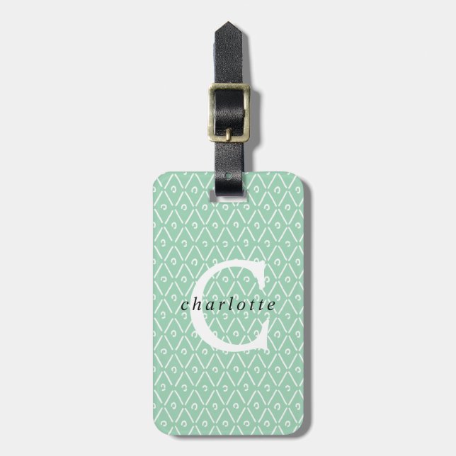 Modern Personalised Monogram Overlay Luggage Tag (Front Vertical)