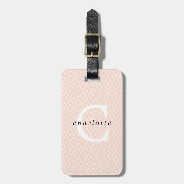 Modern Personalised Monogram Overlay Luggage Tag (Front Vertical)