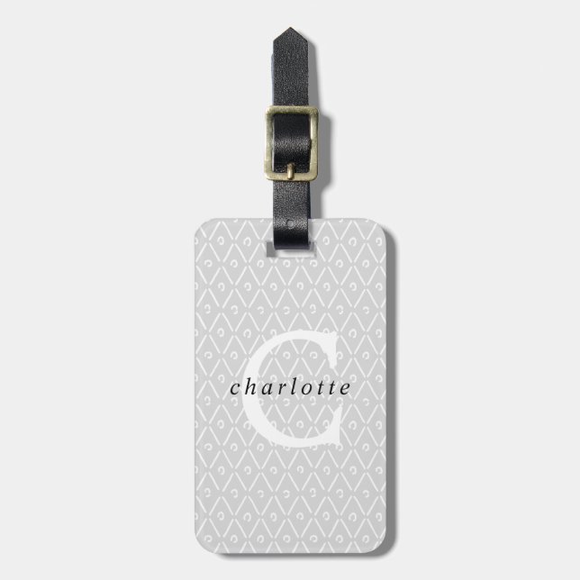 Modern Personalised Monogram Overlay Luggage Tag (Front Vertical)