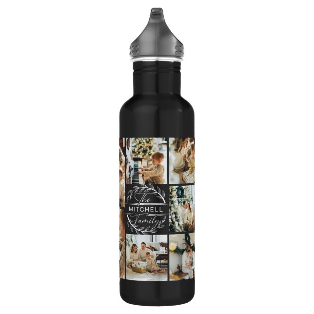 Modern Personalised Monogram & Photo Collage Stain 710 Ml Water Bottle (Right)
