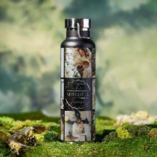 Modern Personalised Monogram & Photo Collage Water Bottle