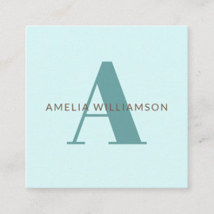 Modern Personalised Monogram  Square Business Card