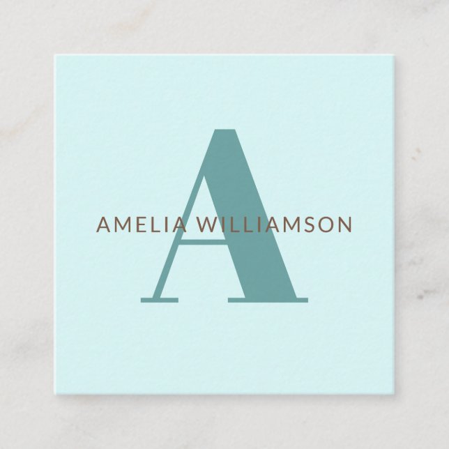 Modern Personalised Monogram  Square Business Card (Front)