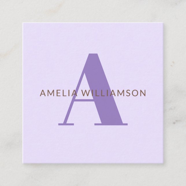 Modern Personalised Monogram  Square Business Card (Front)
