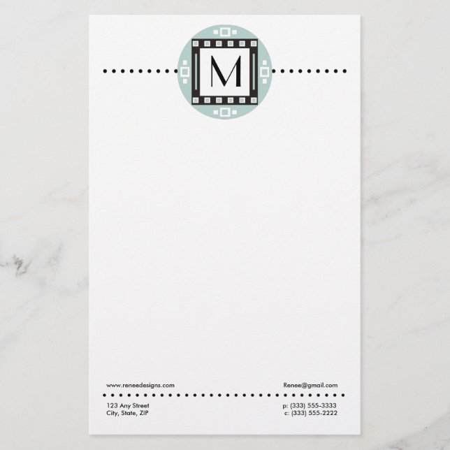 Modern Personalised Monogrammed Stationery (Front)