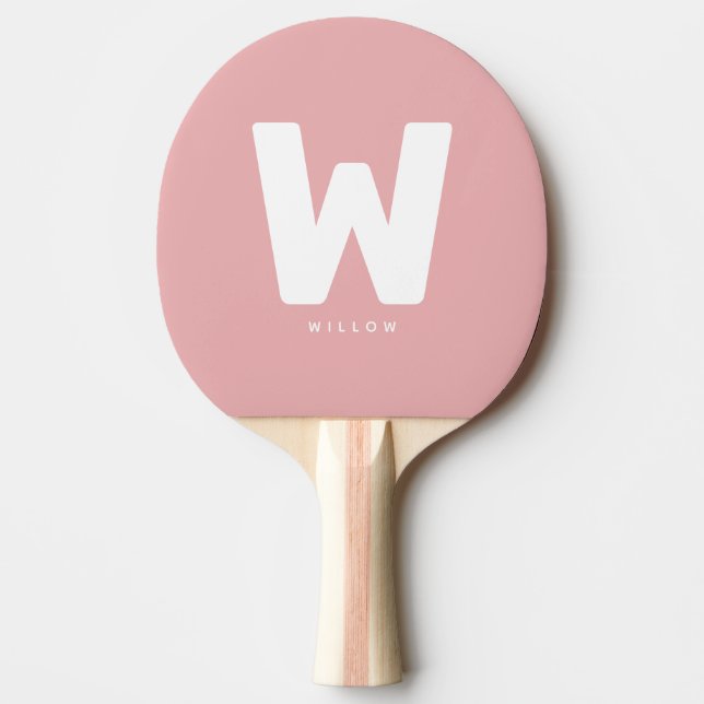 Modern Personalised Monogrammed Table Tennis Pink Ping Pong Paddle (Front)