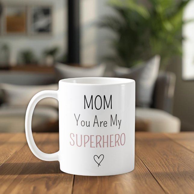 Modern Personalised Mum Superhero Photo Collage Coffee Mug (Creator Uploaded)