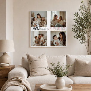 Modern Personalised Mum Superhero Photo Collage  Poster