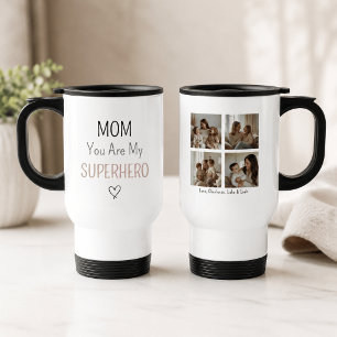 Modern Personalised Mum Superhero Photo Collage Travel Mug