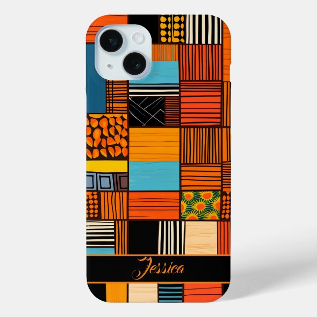 Modern Personalised Name African Print Ethnic  Case-Mate iPhone Case (Back)