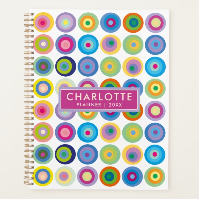 Modern Personalised Name Colourful Circles 2023 Planner (Front)