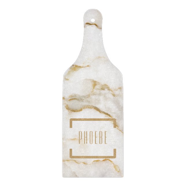 Modern Personalised Name Gold Effect Marble Cutting Board (Front)