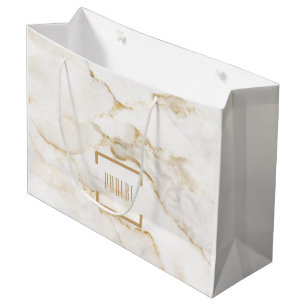 Modern Personalised Name Gold Effect Marble Large Gift Bag