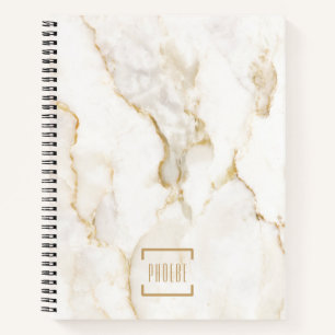 Modern Personalised Name Gold Effect Marble Recipe Notebook