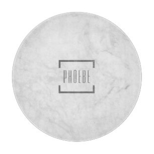 Modern Personalised Name Grey Marble Pattern Cutting Board
