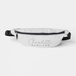 Modern Personalised Name Grey Tones Bum Bags