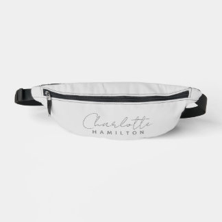 Modern Personalised Name Grey Tones Bum Bags