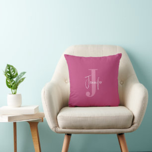 Modern Personalised Name Initial Monogram Girly Cushion