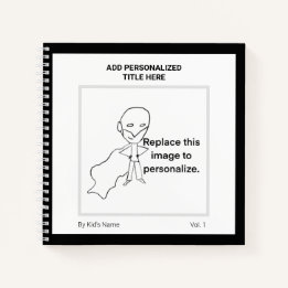 Modern Personalised Name Monogram Kids Art Notebook