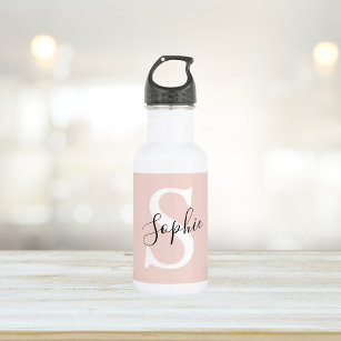 Modern Personalised Name Monogram Pastel Pink 532 Ml Water Bottle