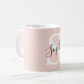Modern Personalised Name Monogram Pastel Pink Coffee Mug (Front Left)