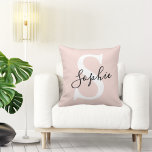 Modern Personalised Name Monogram Pastel Pink Cushion<br><div class="desc">Modern Personalised Name Monogram Pastel Pink</div>