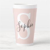 Modern Personalised Name Monogram Pastel Pink Latte Mug (Front)
