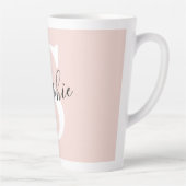 Modern Personalised Name Monogram Pastel Pink Latte Mug (Right)