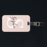 Modern Personalised Name Monogram Pastel Pink Luggage Tag<br><div class="desc">Modern Personalised Name Monogram Pastel Pink</div>
