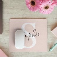 Modern Personalised Name Monogram Pastel Pink