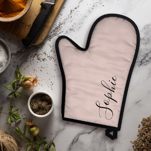 Modern Personalised Name Monogram Pastel Pink Oven Mitt