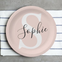 Modern Personalised Name Monogram Pastel Pink