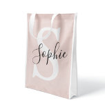 Modern Personalised Name Monogram Pastel Pink Reusable Grocery Bag<br><div class="desc">Modern Personalised Name Monogram Pastel Pink</div>