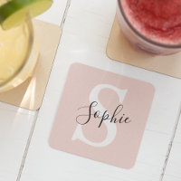 Modern Personalised Name Monogram Pastel Pink