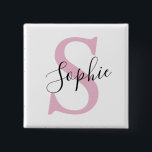 Modern Personalised Name Monogram Pink 15 Cm Square Badge<br><div class="desc">Modern Personalised Name Monogram Pink</div>