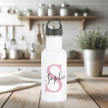 Modern Personalised Name Monogram Pink 532 Ml Water Bottle<br><div class="desc">Modern Personalised Name Monogram Pink</div>