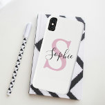 Modern Personalised Name Monogram Pink iPhone XS Max Case<br><div class="desc">Modern Personalised Name Monogram Pink</div>