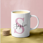 Modern Personalised Name Monogram Pink Coffee Mug<br><div class="desc">Modern Personalised Name Monogram Pink</div>