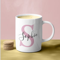 Modern Personalised Name Monogram Pink