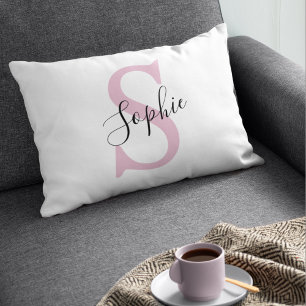 Modern Personalised Name Monogram Pink Decorative Cushion