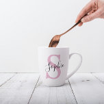 Modern Personalised Name Monogram Pink Latte Mug<br><div class="desc">Modern Personalised Name Monogram Pink</div>