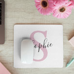 Modern Personalised Name Monogram Pink Mouse Mat<br><div class="desc">Modern Personalised Name Monogram Pink</div>