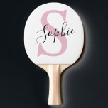 Modern Personalised Name Monogram Pink Ping Pong Paddle<br><div class="desc">Modern Personalised Name Monogram Pink</div>
