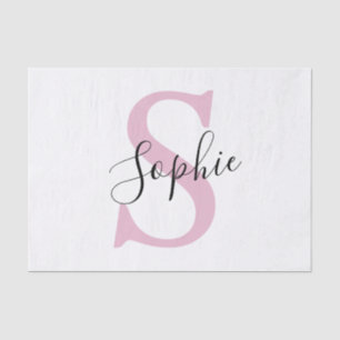 Modern Personalised Name Monogram Pink Tissue Paper