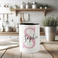 Modern Personalised Name Monogram Pink
